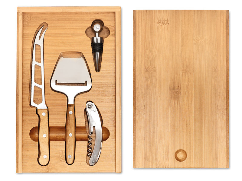 Bambusest juustu- ja veinikomplekt – WINE&CHEESE